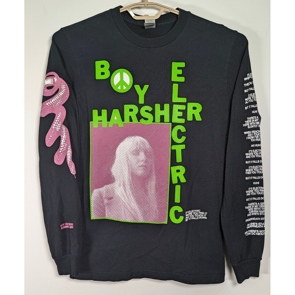 Boy Harsher Mens Long Sleeve Shirt Electric 2020 Tour Merch Cotton Black Slim S